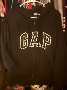 GAP Black Full-Zip Hoodie with Logo